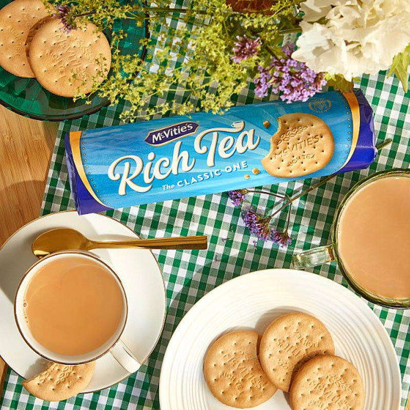 McVitie's Rich Tea Classic Biscuits 300g PMP Tea Biscuits Crunchy Cookies (Box of 12 Packs)