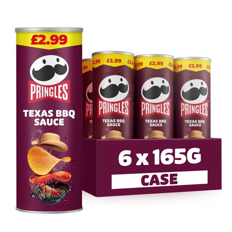 Pringles Sharing Crisps 165g PMP 6 Tins – Original, Texas BBQ, Sour Cream & Onion, Salt & Vinegar & More