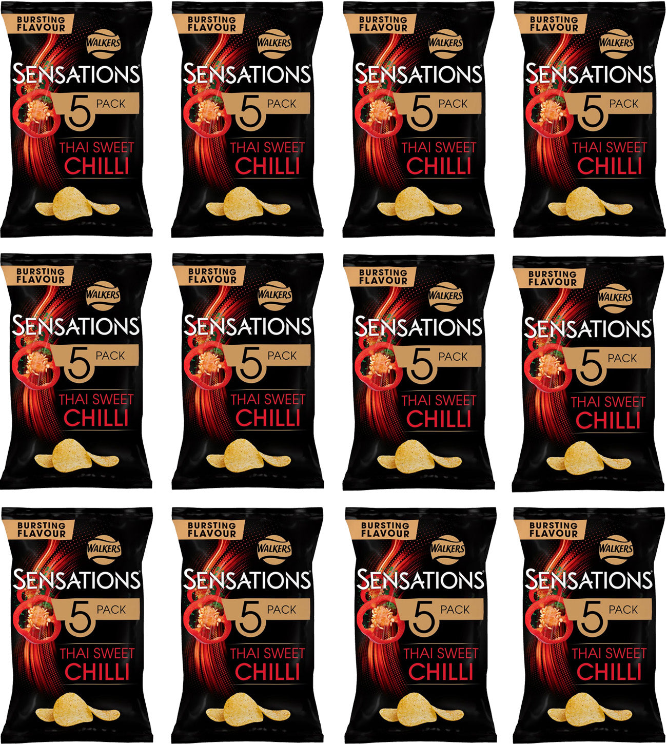Walkers Sensations Thai Sweet Chilli Multipack Crisps 12 x (5 x 25g)
