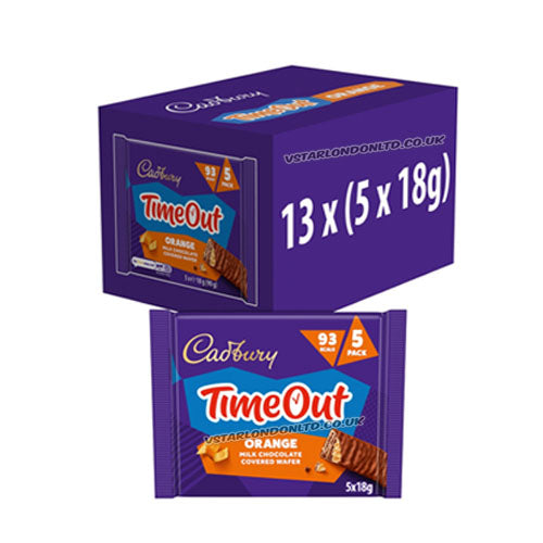 Cadbury Timeout Orange 5 Pack Multipack Wafers 90g (Box of 13 packs)