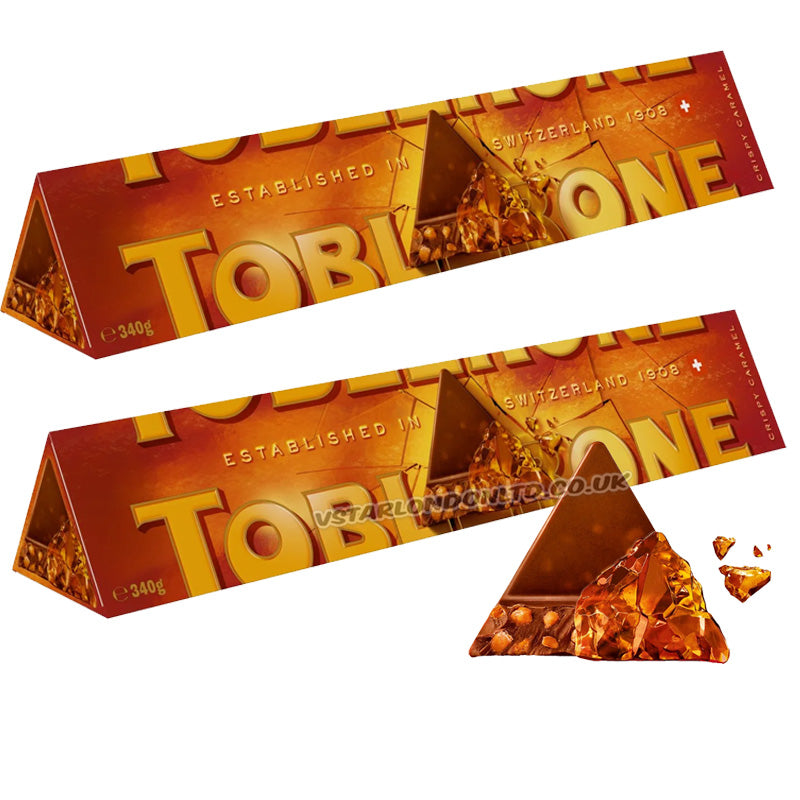 Toblerone Crispy Caramel Chocolate Gift Bar 340g x 2 Bars – Swiss Chocolate