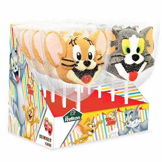 Tom & Jerry Candy Marshmallow Pops 45g Fun Sweet Treats (Box of 12 Lollies)