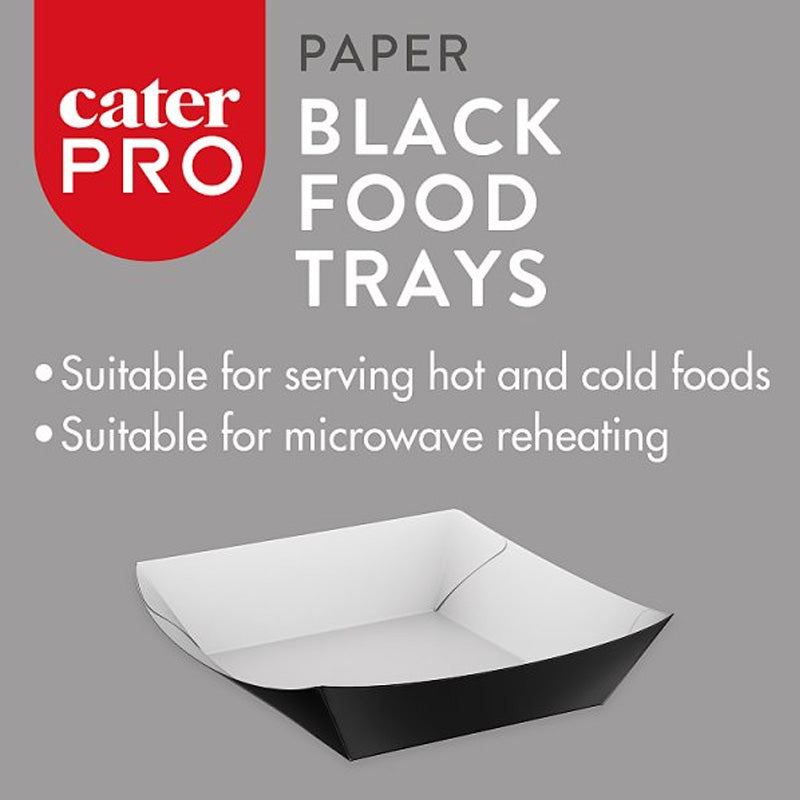 CaterPro Black Paper Food Trays (Box of 100 Trays)
