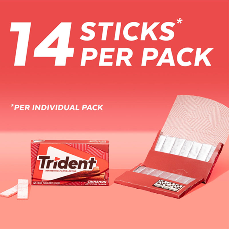 Trident Sugar Free Cinnamon Gum 14 Sticks (6 and  12 Boxes)