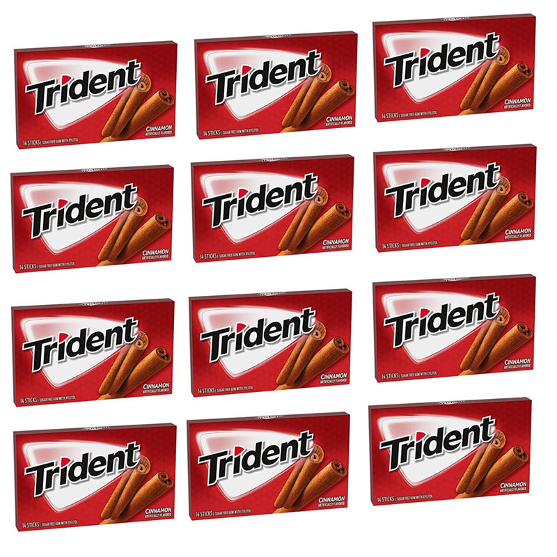 Trident Sugar Free Cinnamon Gum 14 Sticks (6 and  12 Boxes)