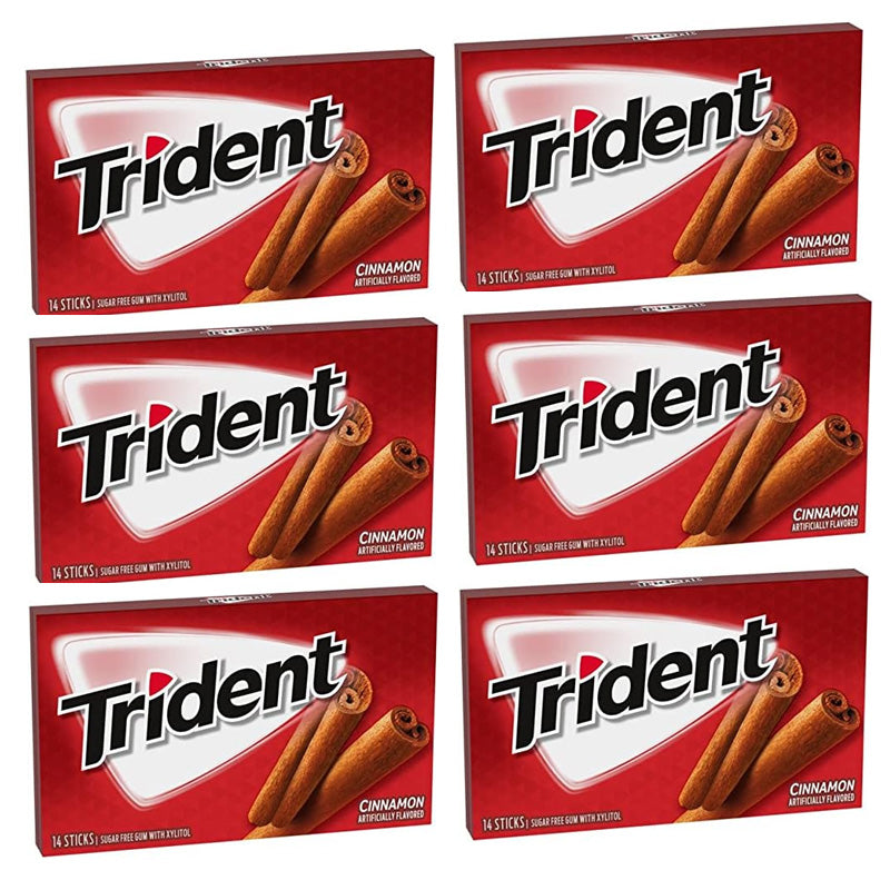 Trident Sugar Free Cinnamon Gum 14 Sticks (6 and  12 Boxes)