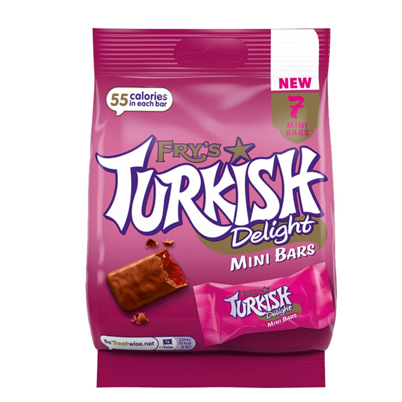Fry's Turkish Delight 7 Mini Milk Chocolate Bars 51g (Box of 20 x 105g Bags)