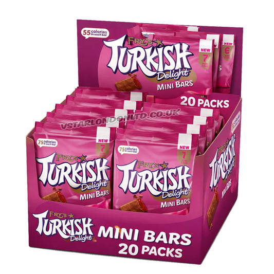Fry's Turkish Delight 7 Mini Milk Chocolate Bars 51g (Box of 20 x 105g Bags)