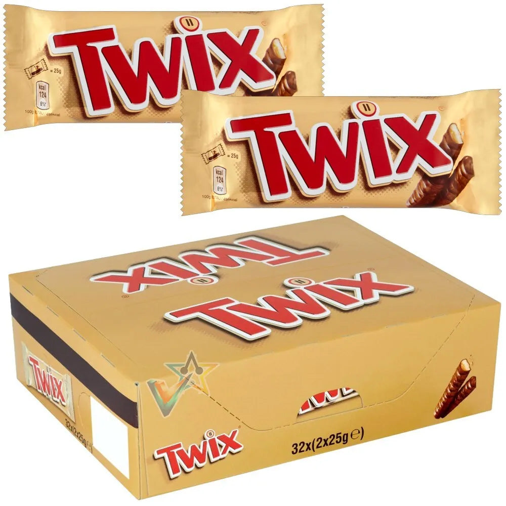 Twix Caramel & Milk Chocolate Fingers Biscuit Snack Bar 50g (Box Of 32)