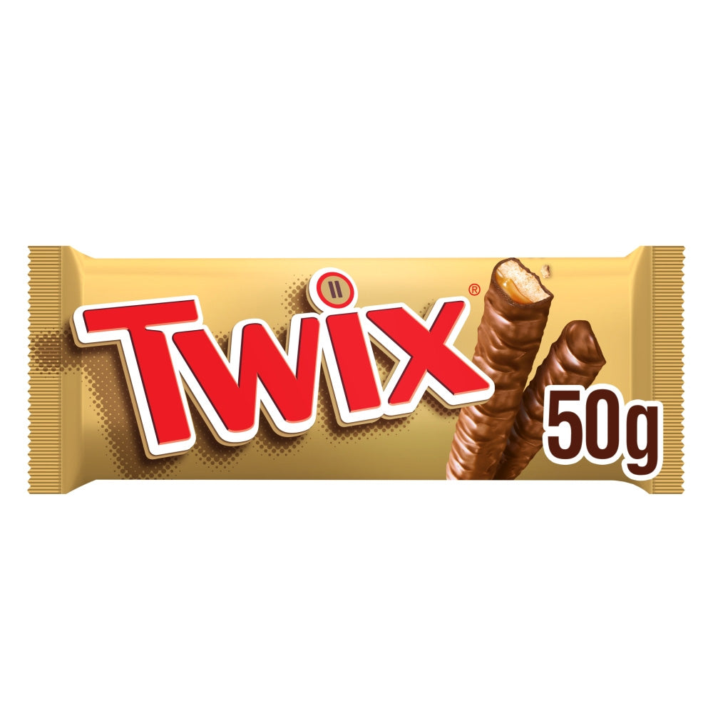 Twix Caramel & Milk Chocolate Fingers Biscuit Snack Bar 50g (Box Of 25)