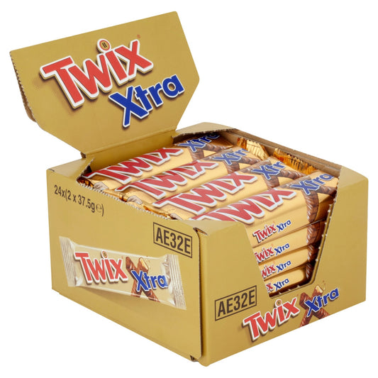 Twix Xtra Milk Chocolate Biscuit Twin Bars 75g (Box Of 24)