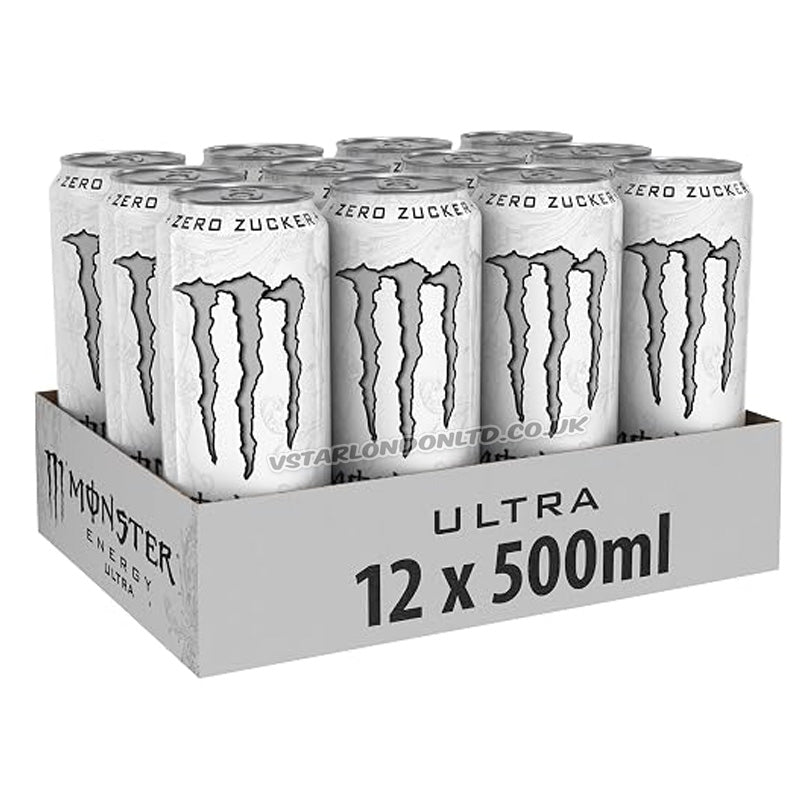 Monster Energy Ultra 500ml PMP Sugar Free Cans Energy Drinks (Box of 12 Cans)