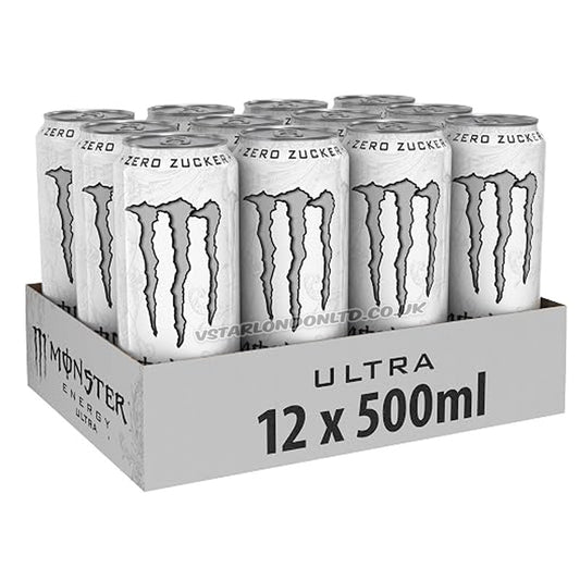Monster Energy Ultra 500ml PMP Sugar Free Cans Energy Drinks (Box of 12 Cans)