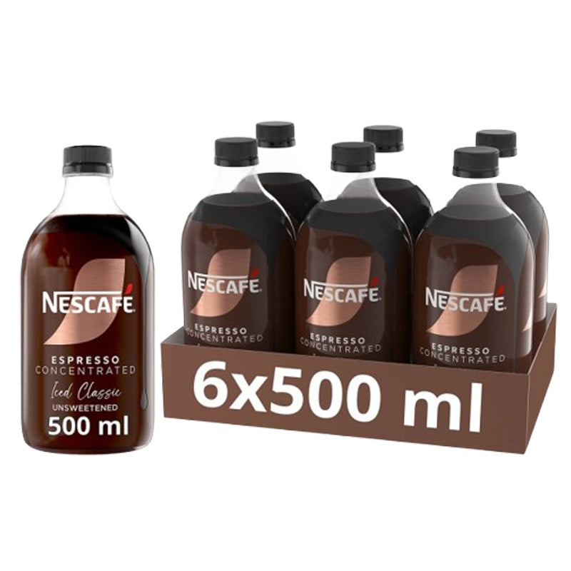 Nescafé Iced Coffee Espresso Concentrated 500ml x 3 Flavours (Box of 6 Bottles)