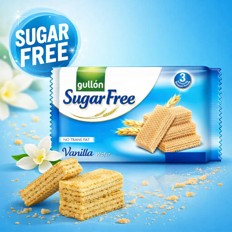Gullon Vanilla Wafer Sugar Free Biscuits 180g – Crispy Vanilla Cream Wafers (6 & 12 Packs)