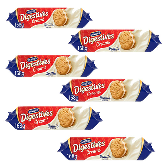 McVitie's Digestives Creams Vanilla Biscuits 168g Cream Filled Biscuits (Box of 6 Biscuits)