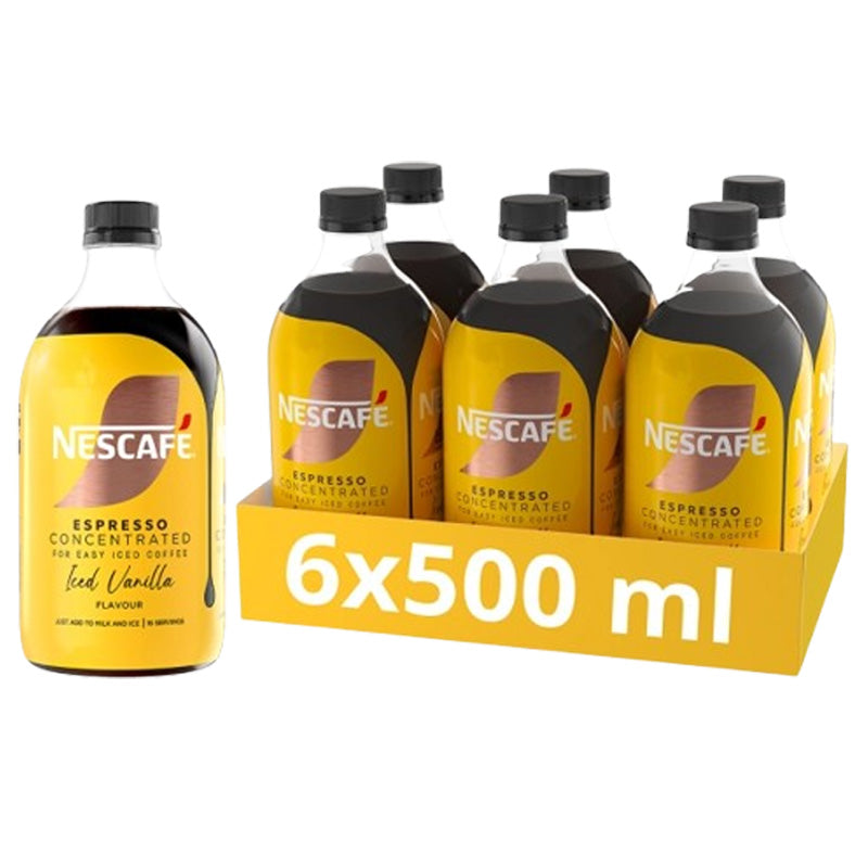 Nescafé Iced Coffee Espresso Concentrated 500ml x 3 Flavours (Box of 6 Bottles)