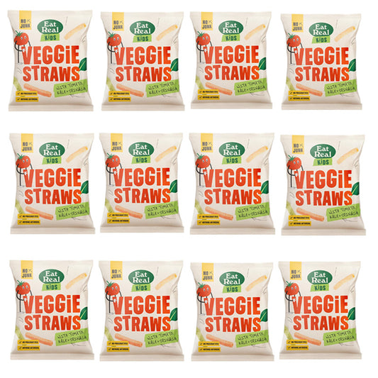 Eat Real Veggie Straws Kale Tomato & Spinach 20g (Box of 12 and 24 Packs)
