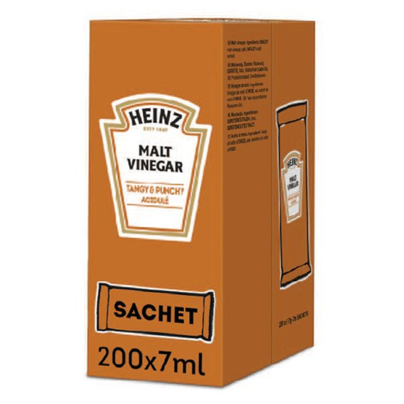 Heinz Malt Vinegar Sachets 7ml x 200 Individual Portions Tangy Punchy Condiment