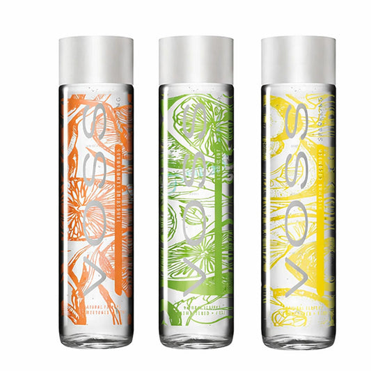 Voss Mixed Flavoured Water Bottles 375ml – Lemon Cucumber, Tangerine, Lime & Mint Refreshing Drinks
