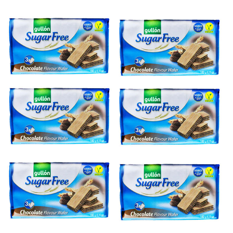 Gullon Sugar Free Chocolate Wafer 180g Crispy Snack (Box of 6 packs)