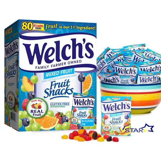 Welch's Mixed Fruit Snacks Real Fruit Pouches 25g (Box Of 80)