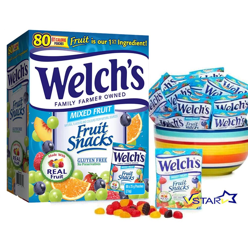 Welch's Mixed Fruit Snacks Real Fruit Pouches 25g (Box Of 80)