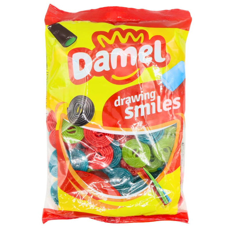 Damel Fruit Wheels Multicoloured Fruit Flavoured Halal Candy Sticks 1Kg Bag