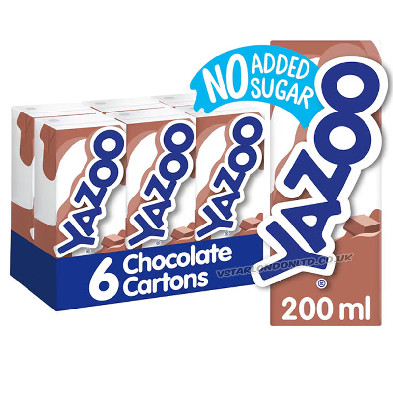 Yazoo Chocolate Milk 6 x 200ml Milkshake Ready to Drink Chocolate Flavoured Milk (Box of 5)