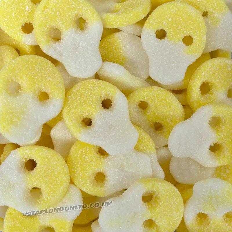 Candycrave Vegan Fizzy White & Yellow Skulls 2kg – Sour Fruit Flavoured Halloween Gummy Sweets